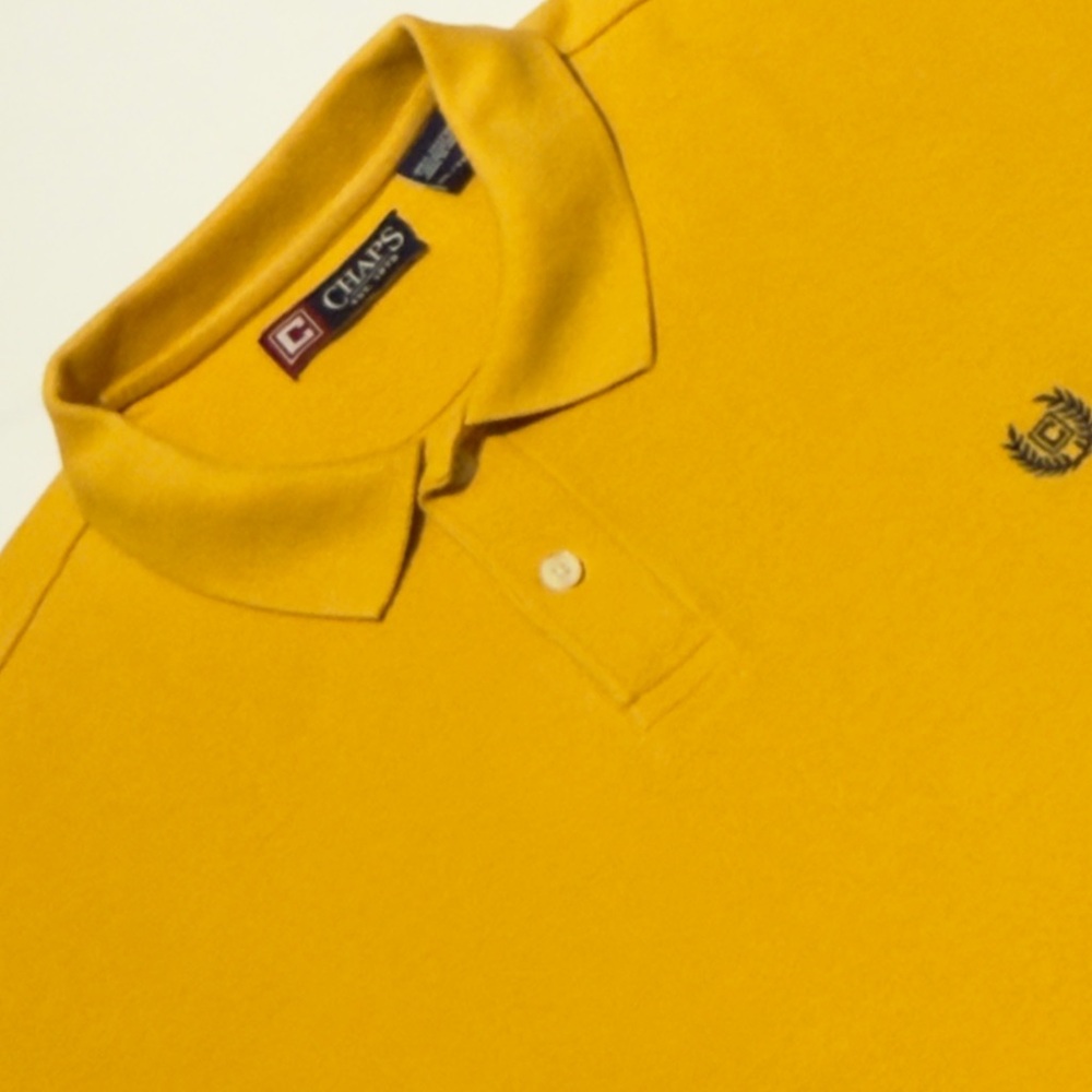 Chaps Dark Yellow Mesh Polo Shirt Classic Cotton Comfort Size XL‎ Excellent